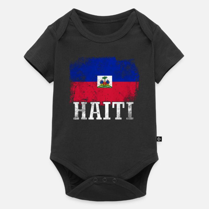 Vacances Vacances Haïti drapeau - Body à manches courtes Premium Bébé - noir