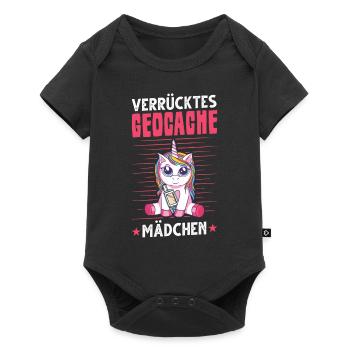 Verrücktes Geocache Mädchen Geocaching Geocacherin - Baby Premium Kurzarmbody - Schwarz - Vorne