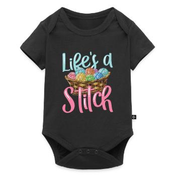 Lifes a stitch for a seamstress knitter - Baby Premium short-sleeve bodysuit - black - Front