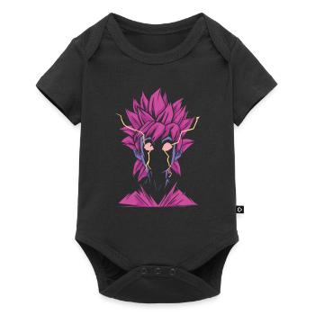 Manga Superheld Figur - Baby Premium Kurzarmbody - Schwarz - Vorne