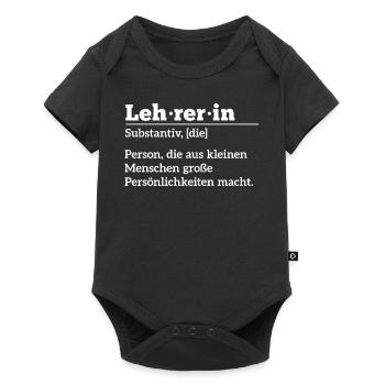 Lehrerin Geschenk, Schule, Grundschullehrerin - Baby Premium Kurzarmbody - Schwarz - Vorne