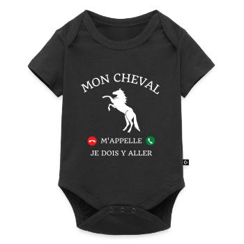t shirt mon cheval m appelle humour cavalière - Body à manches courtes Premium Bébé - noir - Devant