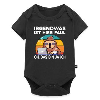 Faultier irgendwas ist hier faul - Baby Premium Kurzarmbody - Schwarz - Vorne