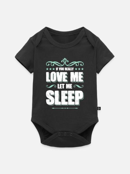 schlafen liebe sleeping - Baby Premium Kurzarmbody - Schwarz