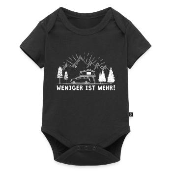Weniger Ist Mehr I Dachzelt Outdoor Camping Urlaub - Baby Premium Kurzarmbody - Schwarz - Vorne