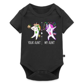 Funny Dabbing Aunt Unicorn - Baby Premium short-sleeve bodysuit - black - Front