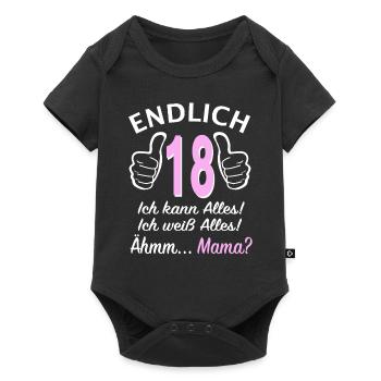 Endlich 18 Ich kann alles - 18. Geburtstag Mädchen - Baby Premium Kurzarmbody - Schwarz - Vorne