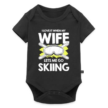 wife ski skiing - Baby Premium short-sleeve bodysuit - black - Front
