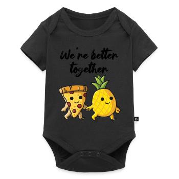 Pizza Hawaii Ananas Pizza essen Pizza & Ananas - Baby Premium Kurzarmbody - Schwarz - Vorne