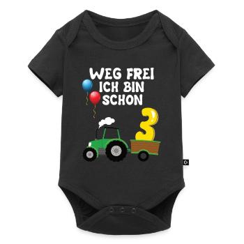 Trecker 3. Geburtstag Weg frei ich bin schon 3 - Baby Premium Kurzarmbody - Schwarz - Vorne