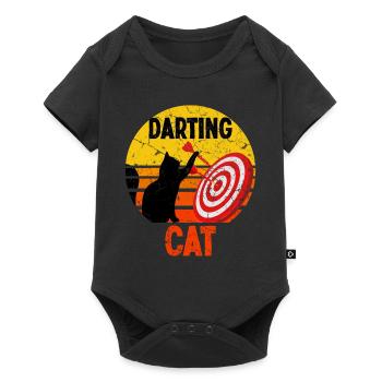 Dart player cat dart sport - Baby Premium short-sleeve bodysuit - black - Front