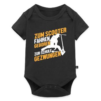 Cooles Stunt Scooter Tretroller Skater Geschenk - Baby Premium Kurzarmbody - Schwarz - Vorne