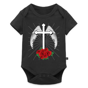 Heavenly Cross Crosses Jesus God Angel Wings - Baby Premium short-sleeve bodysuit - black - Front