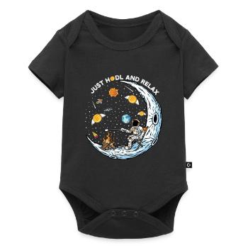 BTC Bitcoin HODL and RELAX Lune Astronaute - Body à manches courtes Premium Bébé - noir - Devant