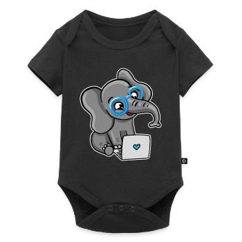 Éléphant geek - Body à manches courtes Premium Bébé - noir - Devant
