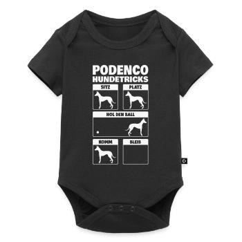 Podenco Hundetricks Windhund Ibizan Hound - Baby Premium Kurzarmbody - Schwarz - Vorne