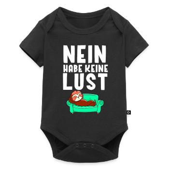Nein keine Lust Faultier T-Shirt - Baby Premium Kurzarmbody - Schwarz - Vorne