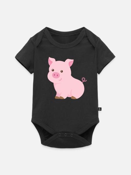 Schwein für Kinder - Baby Premium Kurzarmbody - Schwarz