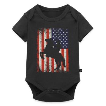 shirt western with american flag - Body à manches courtes Premium Bébé - noir - Devant