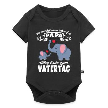 Du machst einen tollen Job Papa Vatertag Elefanten - Baby Premium Kurzarmbody - Schwarz - Vorne