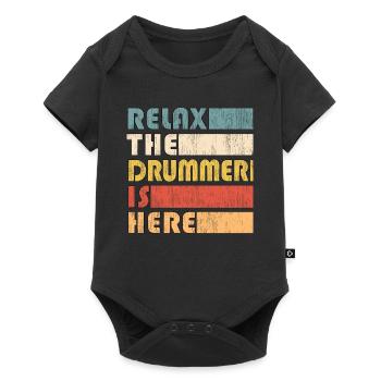 Relax The Drummer is Here Funny Saying Vintage - Baby Premium short-sleeve bodysuit - black - Front