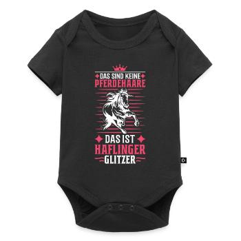 Haflinger Glitzer Pferd Reiterin Pferdemädchen - Baby Premium Kurzarmbody - Schwarz - Vorne