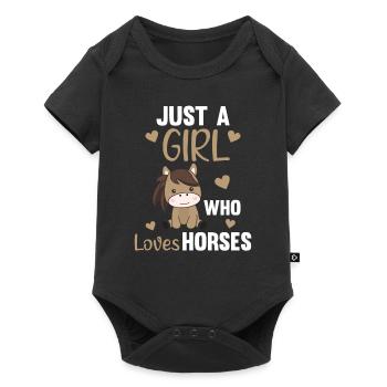 Just a Girl who loves horses cute pony - Baby Premium short-sleeve bodysuit - black - Front