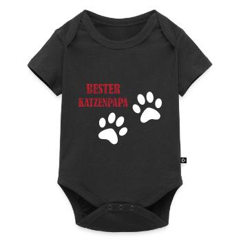 Katzenpapa - Baby Premium Kurzarmbody - Schwarz - Vorne