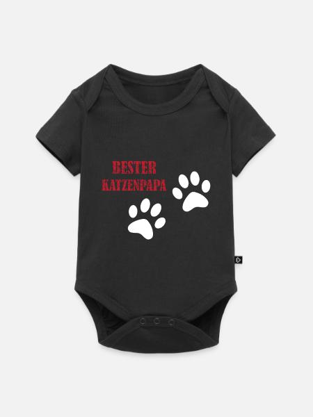 Katzenpapa - Baby Premium Kurzarmbody - Schwarz