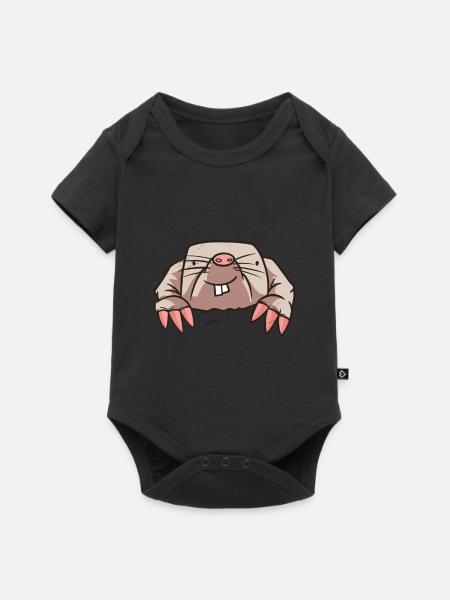 Maulwurf Tier Geschenk - Baby Premium Kurzarmbody - Schwarz