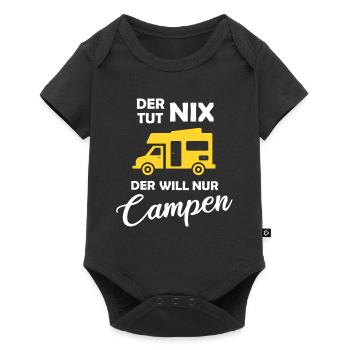 Campen Wohnmobil Camper Camping Männer Geschenk - Baby Premium Kurzarmbody - Schwarz - Vorne