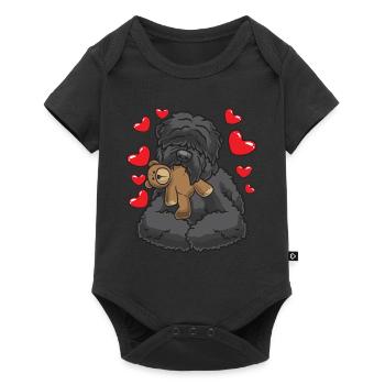 Terrier noir russe avec animal en peluche - Body à manches courtes Premium Bébé - noir - Devant