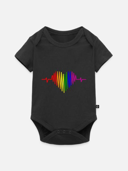 LGBT Herzschlag Regenbogen LGBT Pride Gay Pride - Baby Premium Kurzarmbody - Schwarz