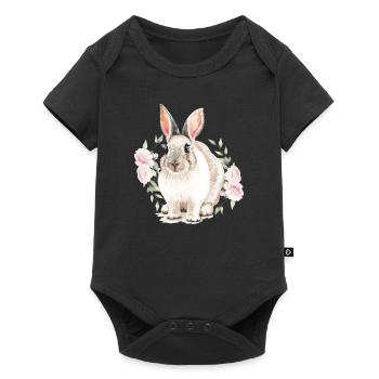 Mignon aquarelle lapin lapin de Pâques - Body à manches courtes Premium Bébé - noir - Devant