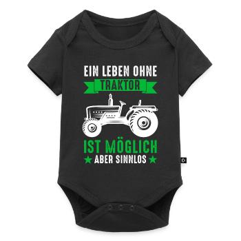 Traktor Trecker Landwirtschaft Bauer Landwirt - Baby Premium Kurzarmbody - Schwarz - Vorne