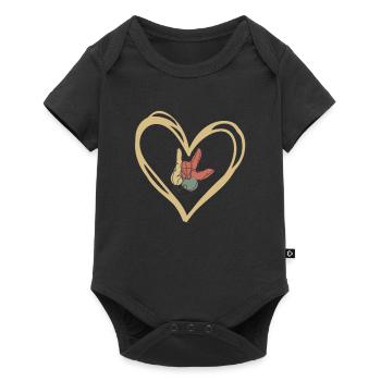Langue des signes Cardiaque Geste - Body à manches courtes Premium Bébé - noir - Devant