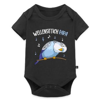Wellensittich Papa Blausittich Vater Blau - Baby Premium Kurzarmbody - Schwarz - Vorne