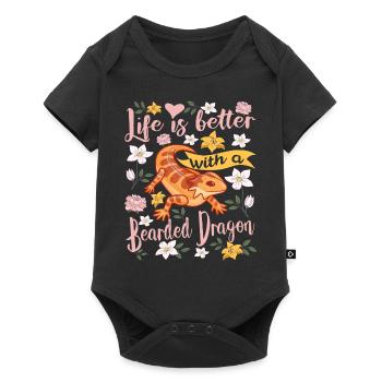 Bartagame Pogona lustig Spruch - Baby Premium Kurzarmbody - Schwarz - Vorne