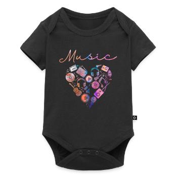 Music Heart Guitar Musicians Microphone - Baby Premium short-sleeve bodysuit - black - Front