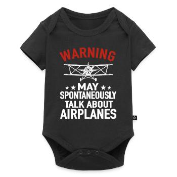 Warning May Spontaneously Talk About Airplanes - Baby Premium short-sleeve bodysuit - black - Front