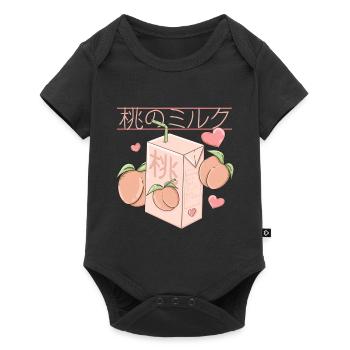 Japanischer Pfirsich Saft retro Anime Design - Baby Premium Kurzarmbody - Schwarz - Vorne