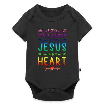 Bible jésus dans le cœur - Body à manches courtes Premium Bébé - noir - Devant