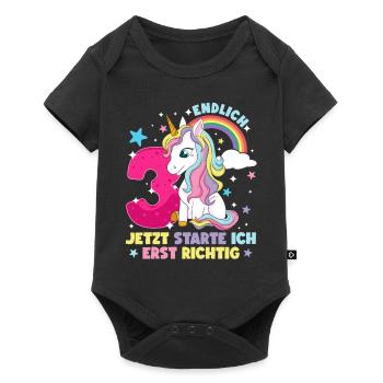 3. Geburtstag Mädchen kleid deko ich bin endlich 3 - Baby Premium Kurzarmbody - Schwarz - Vorne