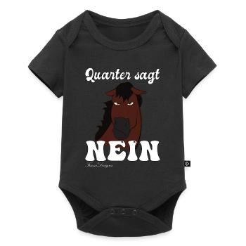 Quarter sagt Nein, lustiges und süßes comic Pferde - Baby Premium Kurzarmbody - Schwarz - Vorne