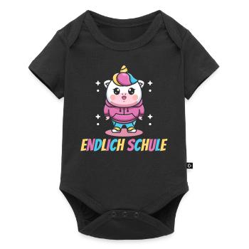 Einhorn, Endlich Schule, Einhörner - Baby Premium Kurzarmbody - Schwarz - Vorne