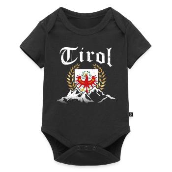 Tirol Tiroler Adler Wappen und Berge Retro Look - Baby Premium Kurzarmbody - Schwarz - Vorne