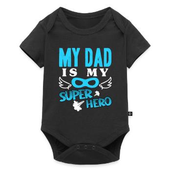 My Dad Is My Super Hero Daddy Père Day Hero - Body à manches courtes Premium Bébé - noir - Devant