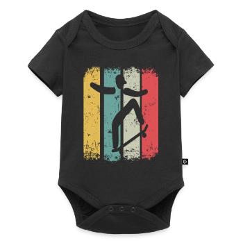 Retro Skateboarder Skateboard Skater Skateboarding - Baby Premium short-sleeve bodysuit - black - Front