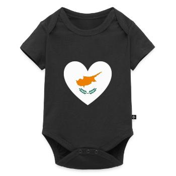 Zypern Flagge Herz - Baby Premium Kurzarmbody - Schwarz - Vorne