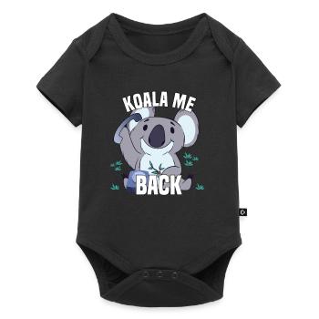 Koala me Back - Koala Bär mit Telefon - Baby Premium Kurzarmbody - Schwarz - Vorne